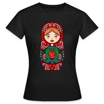 Poupées matriochka rouges Poupée gigogne russe Matrosc - T-shirt Femme - noir - Devant - AI Model Female 172 dark (172cm)