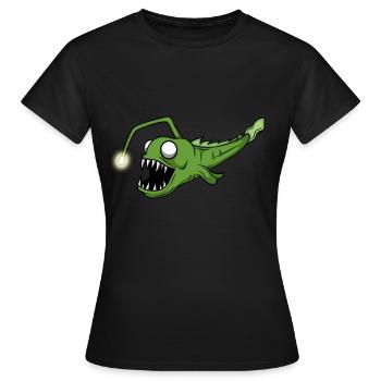 Poisson grenouille pêche en haute mer rétro pêcheur drôle - T-shirt Femme - noir - Devant - AI Model Female 172 dark (172cm)
