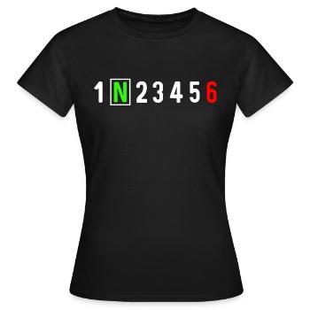 Motorcycle gear shift racing biker biker t-shirt - Women's T-Shirt - black - Front - AI Model Female 172 dark (172cm)