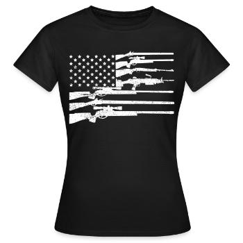 Drapeau USA 2nd Amendement Drapeau Patriotic Gun Lover AR - T-shirt Femme - noir - Devant - AI Model Female 172 dark (172cm)