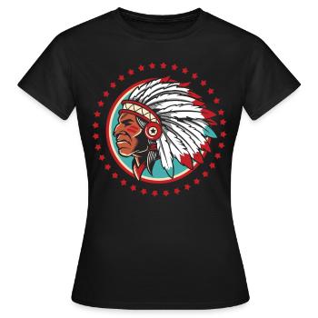 Indian Costume Native American Headdress Chief Ind - T-shirt Femme - noir - Devant - AI Model Female 172 dark (172cm)