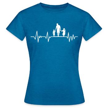 Père et fille - père et fils, papa fils et fille - T-shirt Femme - bleu saphir antique chiné - Devant - AI Model Female 172 dark (172cm)