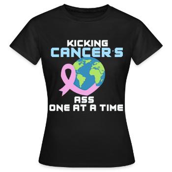 Kicking the cancer's ass - one by one - Women's T-Shirt - black - Front - AI Model Female 172 dark (172cm)