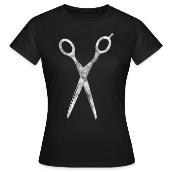 Hair Dresser Scissor Cutting Hair - Frauen T-Shirt - Schwarz - Vorne - AI Model Female 172 dark (172cm)