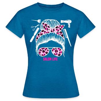 Salon LIfe Hair Stylist Hairdresser - Women's T-Shirt - antique blue sapphire heather - Front - AI Model Female 172 dark (172cm)