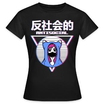 Anti Social Japanese Girl - Women's T-Shirt - black - Front - AI Model Female 172 dark (172cm)
