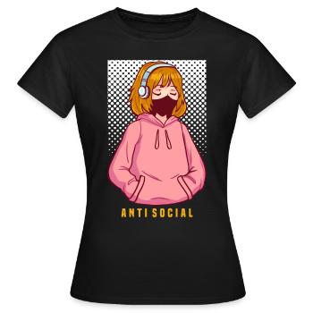 Anti Social Japanese Egirl - Women's T-Shirt - black - Front - AI Model Female 172 dark (172cm)