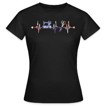 Sewing Heartbeat Knitting Clothing - Frauen T-Shirt - Schwarz - Vorne - AI Model Female 172 dark (172cm)