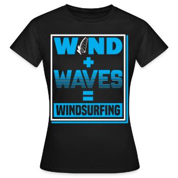 WInd Surfing Wind Plus Waves For Wind Surfer - Frauen T-Shirt - Schwarz - Vorne - AI Model Female 172 dark (172cm)