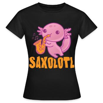 Saxolotl Funny Saxophone Player For Jazz Musician - Frauen T-Shirt - Schwarz - Vorne - AI Model Female 172 dark (172cm)