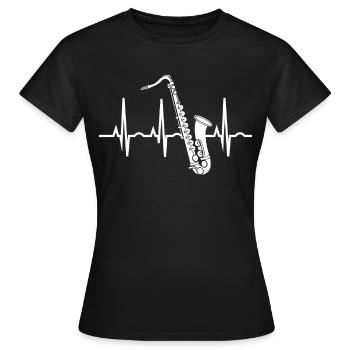 Saxophone Heartbeat For Saxophone Enthusiast - Frauen T-Shirt - Schwarz - Vorne - AI Model Female 172 dark (172cm)