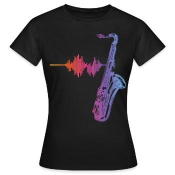 Saxophone Heartbeat/ Frequency For Saxophone Playe - Frauen T-Shirt - Schwarz - Vorne - AI Model Female 172 dark (172cm)