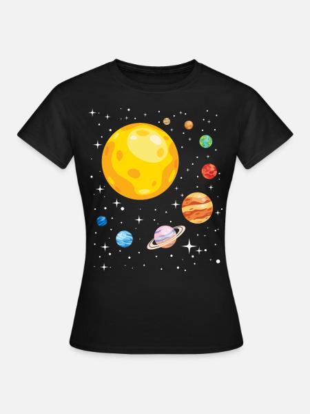 Solar System For Astronomy Student - Dame-T-shirt - sort