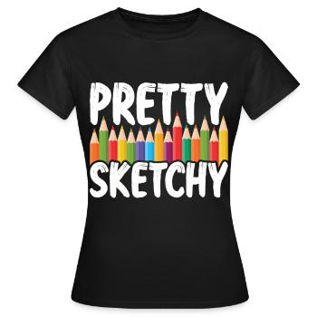 Pretty Sketchy pour artiste peintre - T-shirt Femme - noir - Devant - AI Model Female 172 dark (172cm)