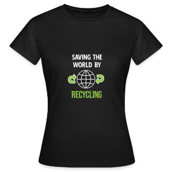 Rettung Des Planeten Durch Recycling Lustige - Frauen T-Shirt - Schwarz - Vorne - AI Model Female 172 dark (172cm)