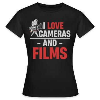 I love cameras and movies videographer vlogging - Women's T-Shirt - black - Front - AI Model Female 172 dark (172cm)