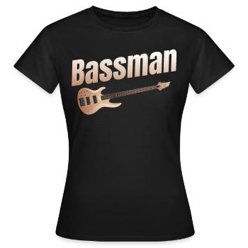 Bassiste, Drôle de bassiste, Guitariste, Metalcore - T-shirt Femme - noir - Devant - AI Model Female 172 dark (172cm)
