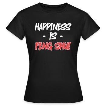 Le bonheur est le bouddhisme Feng Shui Asian Bagua - T-shirt Femme - noir - Devant - AI Model Female 172 dark (172cm)