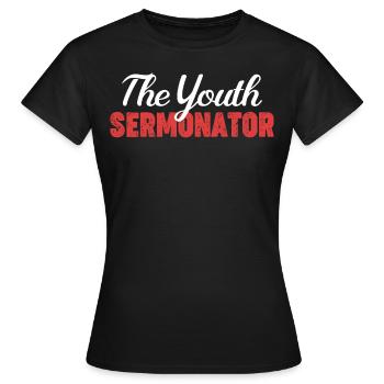 The Youth Preacher Funny Youth Pastor - Women's T-Shirt - black - Front - AI Model Female 172 dark (172cm)
