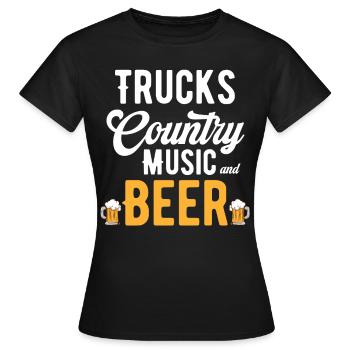 Trucks Country Musik Und Bier Klassisches - Frauen T-Shirt - Schwarz - Vorne - AI Model Female 172 dark (172cm)