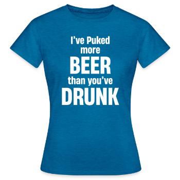 I threw up more beer than you drank - Women's T-Shirt - antique blue sapphire heather - Front - AI Model Female 172 dark (172cm)