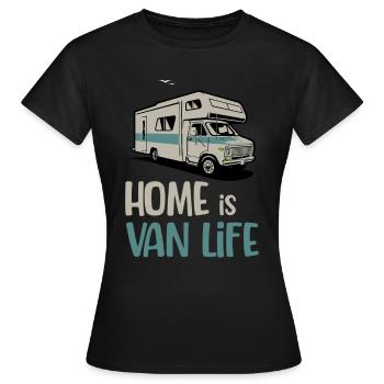 Home is Vanlife Traveling RV - Women's T-Shirt - black - Front - AI Model Female 172 dark (172cm)