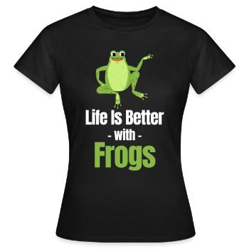 La vie est plus belle avec les grenouilles, - T-shirt Femme - noir - Devant - AI Model Female 172 dark (172cm)