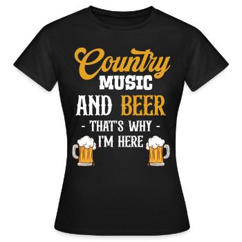Country-musik Und Bier Darum Bin Ich Hier - Frauen T-Shirt - Schwarz - Vorne - AI Model Female 172 dark (172cm)