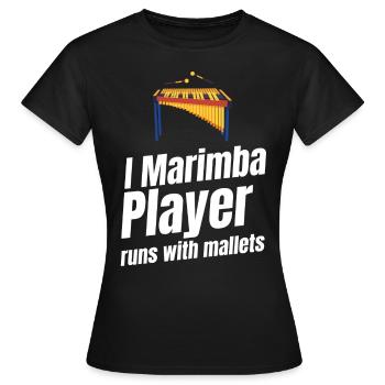 I Joueur de Marimba courant avec des maillets Orchestre - T-shirt Femme - noir - Devant - AI Model Female 172 dark (172cm)