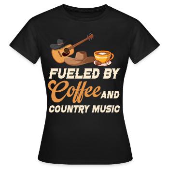 Angetrieben Von Kaffee Und Country-musik - Frauen T-Shirt - Schwarz - Vorne - AI Model Female 172 dark (172cm)
