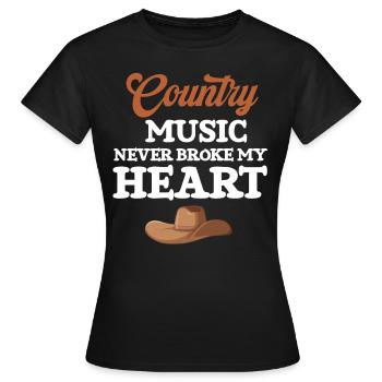 Country-musik Never Broke My Heart - Frauen T-Shirt - Schwarz - Vorne - AI Model Female 172 dark (172cm)