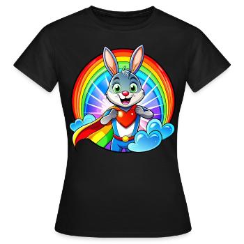 Superhero Bunny - Women's T-Shirt - black - Front - AI Model Female 172 dark (172cm)