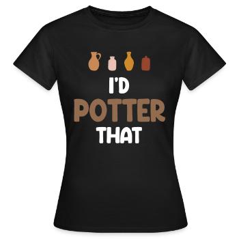 I would make this fun pottery artwork - Women's T-Shirt - black - Front - AI Model Female 172 dark (172cm)