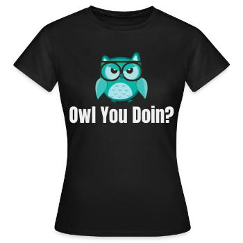 Hibou faites-vous ? Jeux de mots Halloween Costume Oiseaux - T-shirt Femme - noir - Devant - AI Model Female 172 dark (172cm)