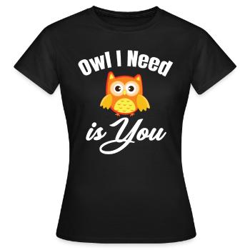 Hibou j’ai besoin de vous jeux de mots Halloween Costume - T-shirt Femme - noir - Devant - AI Model Female 172 dark (172cm)