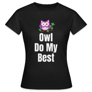 Hibou faire mes meilleurs jeux de mots - T-shirt Femme - noir - Devant - AI Model Female 172 dark (172cm)