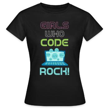 Girls who code, rock! Programmer - Women's T-Shirt - black - Front - AI Model Female 172 dark (172cm)
