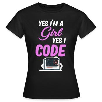 Oui, je suis une fille, oui, je code - T-shirt Femme - noir - Devant - AI Model Female 172 dark (172cm)