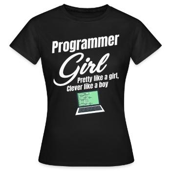 Programmer Girl Pretty As A Girl, Smart - Women's T-Shirt - black - Front - AI Model Female 172 dark (172cm)