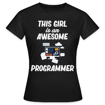 This girl is a fantastic - Women's T-Shirt - black - Front - AI Model Female 172 dark (172cm)