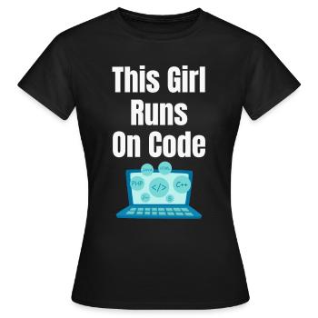 This Girl Runs On Codes Programmer - Women's T-Shirt - black - Front - AI Model Female 172 dark (172cm)