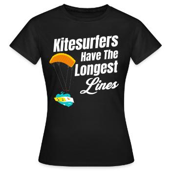 Kitesurfer Haben Das Längste Segelbrett Windiges - Frauen T-Shirt - Schwarz - Vorne - AI Model Female 172 dark (172cm)