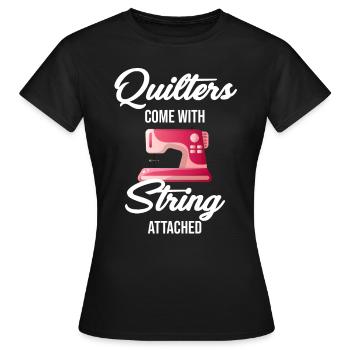 Quilterinnen Kommen Mit Schnüren Befestigt - Frauen T-Shirt - Schwarz - Vorne - AI Model Female 172 dark (172cm)