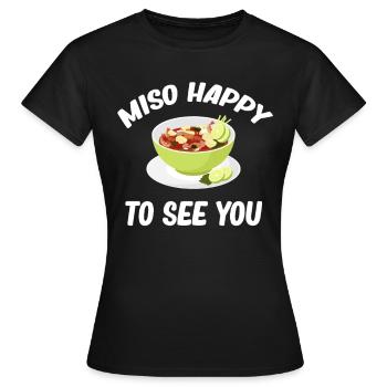 Miso heureux de vous voir Chinois asiatique - T-shirt Femme - noir - Devant - AI Model Female 172 dark (172cm)