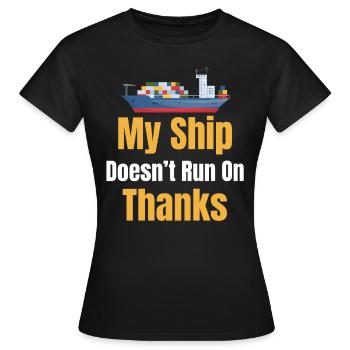 Mon vaisseau ne va pas plus loin, merci. Capitaine - T-shirt Femme - noir - Devant - AI Model Female 172 dark (172cm)