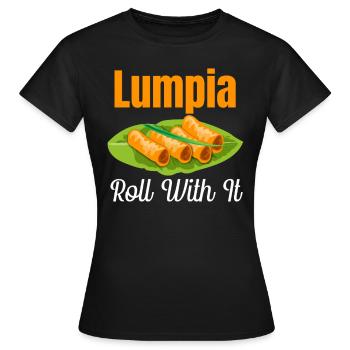 Lumpia Roll With It Pinoy Shanghai Lover Adobo - T-shirt Femme - noir - Devant - AI Model Female 172 dark (172cm)