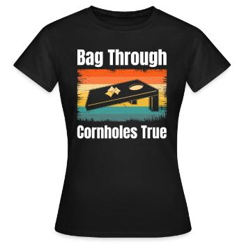 Bag Through Cornholes True Boardgame Tailgating - Women's T-Shirt - black - Front - AI Model Female 172 dark (172cm)