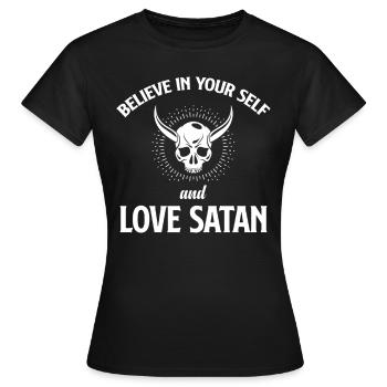 Crois en toi et aime Satan Antichrist - T-shirt Femme - noir - Devant - AI Model Female 172 dark (172cm)