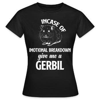 En cas d’un - T-shirt Femme - noir - Devant - AI Model Female 172 dark (172cm)