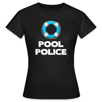 Pool Police Funny Lifeguards Island Waterpolo - Frauen T-Shirt - Schwarz - Vorne - AI Model Female 172 dark (172cm)